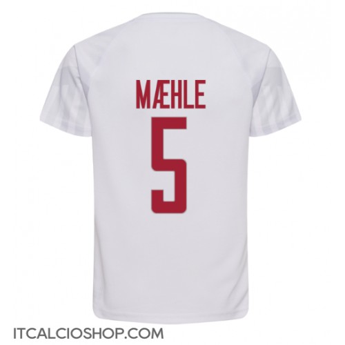 Danimarca Joakim Maehle #5 Seconda Maglia Mondiali 2022 Manica Corta